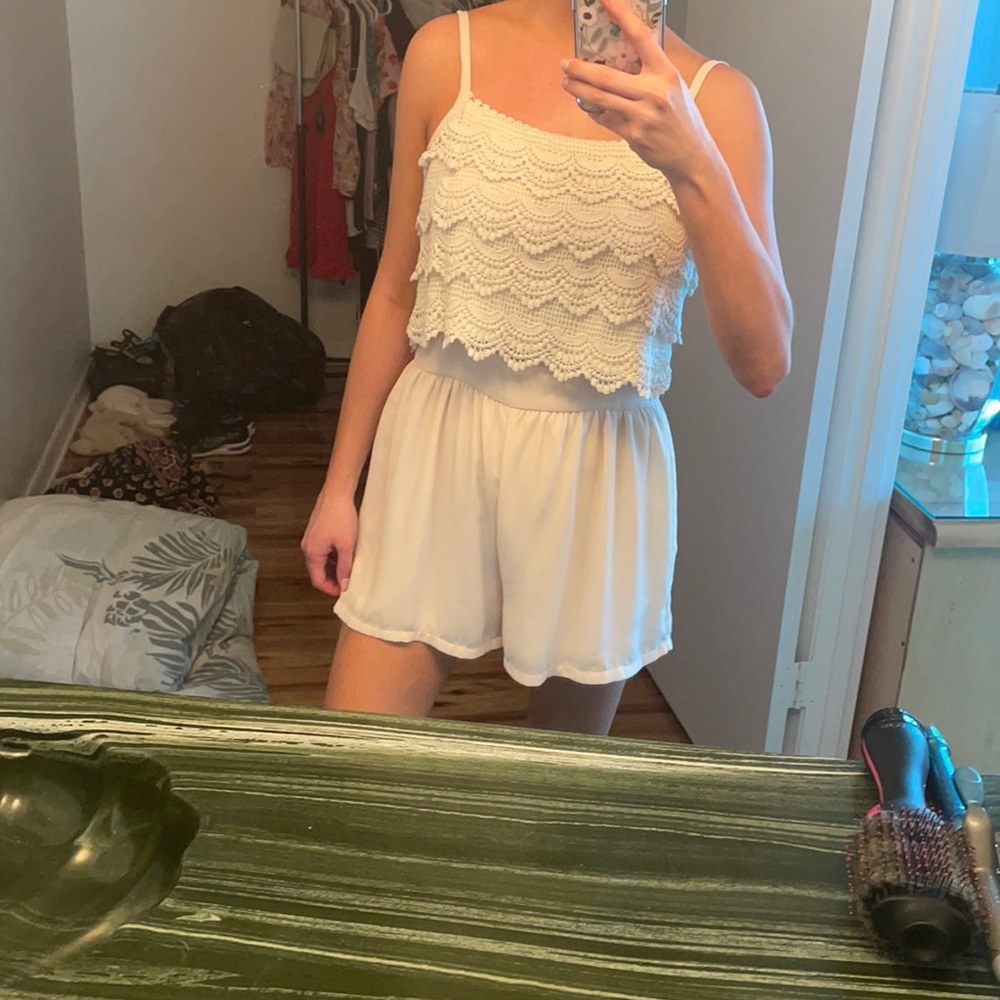 Cream lace Monteau romper